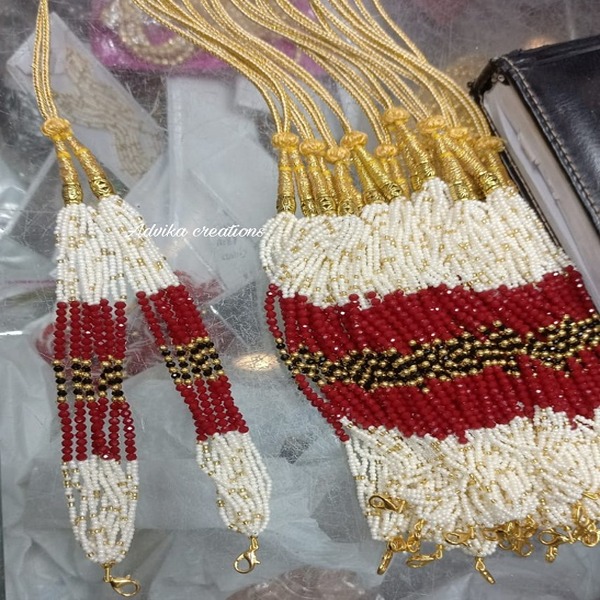 handmade multi-beaded necklace featuring dori with seed beads