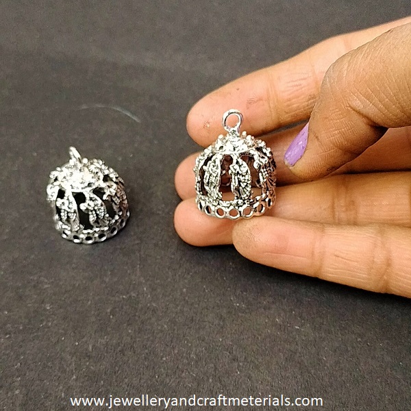 Radha-Krishna oxidised silver jhumka 30