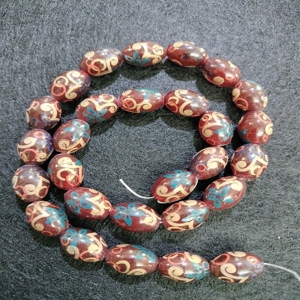 Hand painted Oval Beads