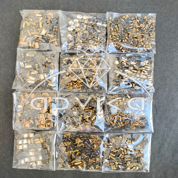 12 Different shapes kundan combo pack