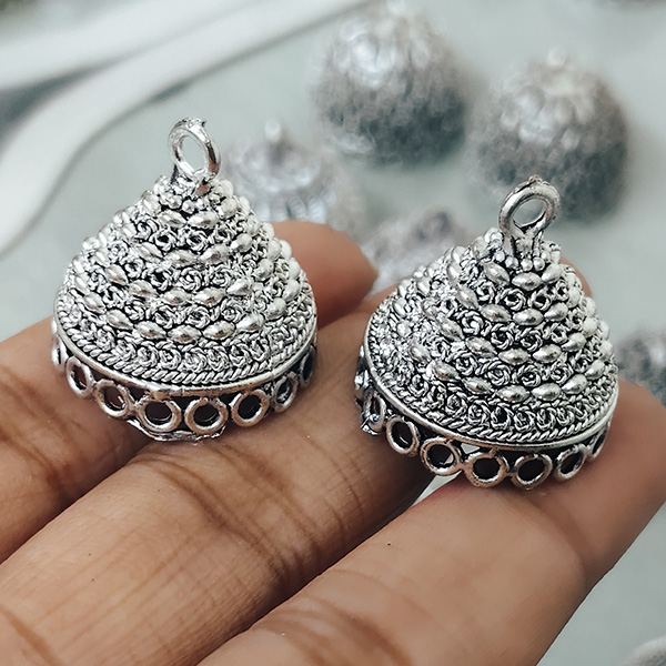 Silver oxidised jhumka 63