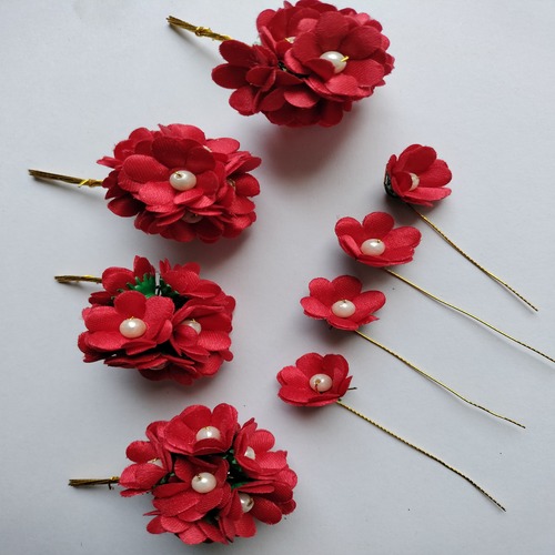 small pearl Fabric Flower 2.5 cm