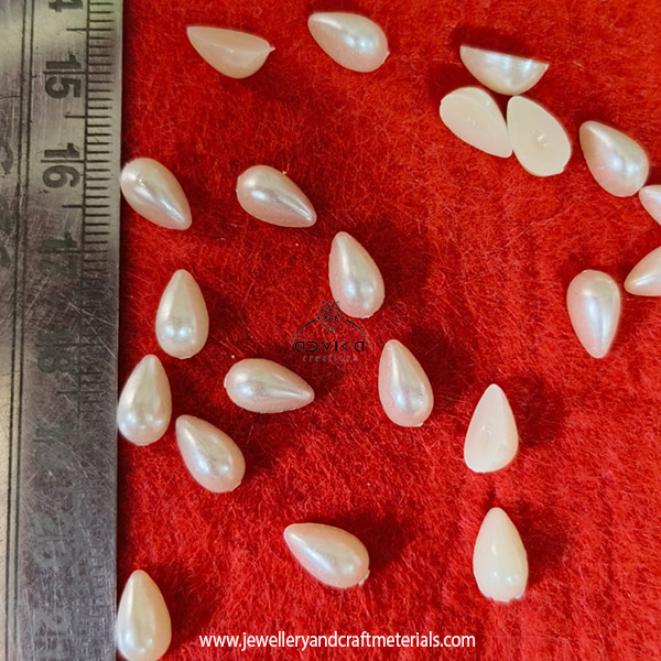 Cream Drop-Shaped Half-Cut Bead