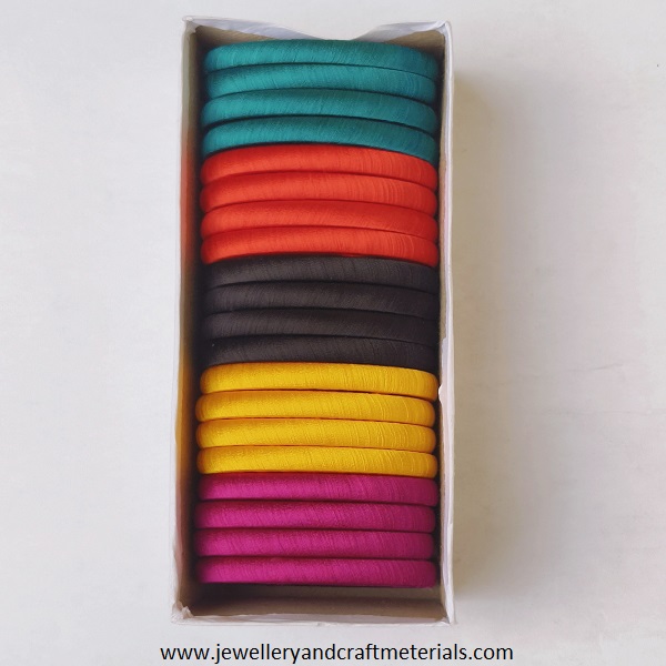 Multicolor Slik thread two-cut bangle base 