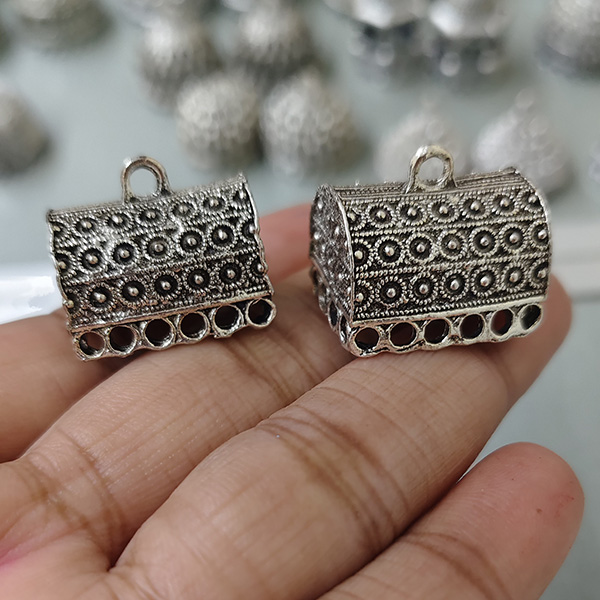 Silver oxidised jhumka 33