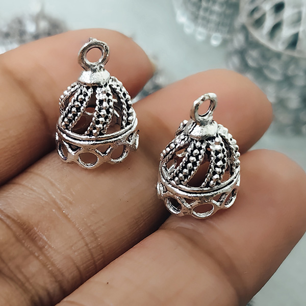 Silver oxidised jhumka 69