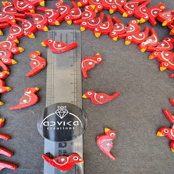 Red Color Wooden Sparrow Bird 