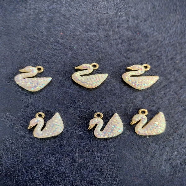 white stone swan charm