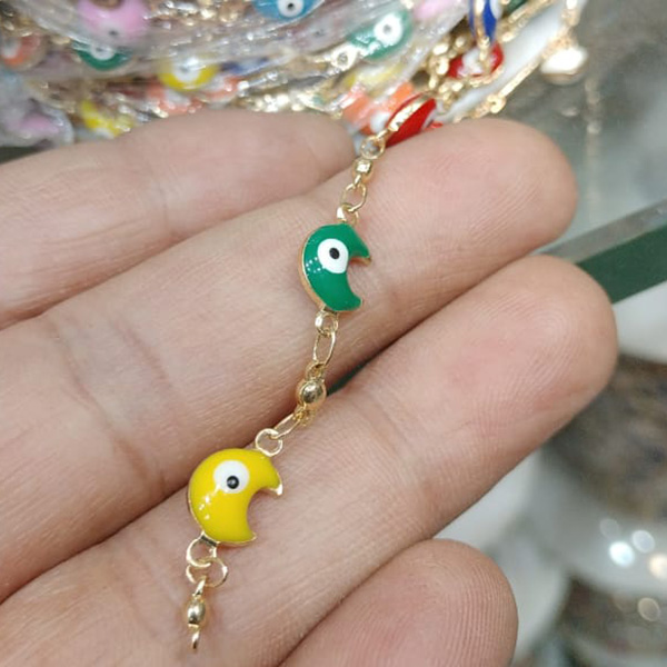 Multicolor Halfmoon Evil Eye Bracelet Chain