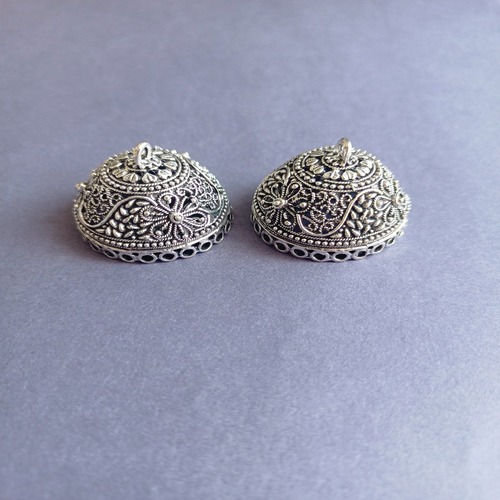 Silver oxidised jhumka 08