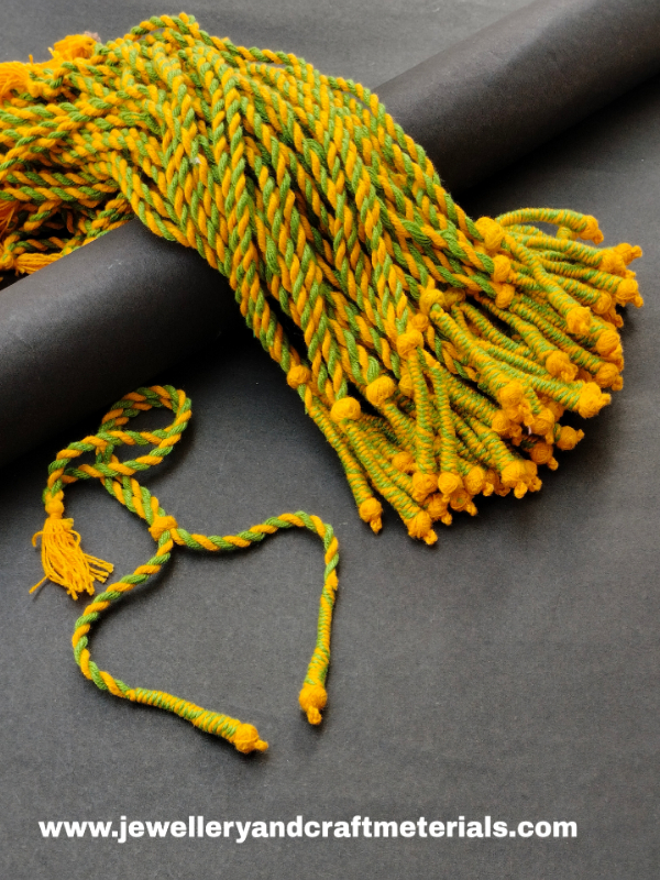 Cotton necklace dori dual color parrot green & yellow