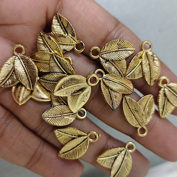 Oxidised Twin Leaf Charm