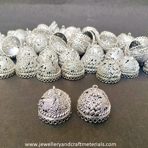 Silver oxidised jhumka 26