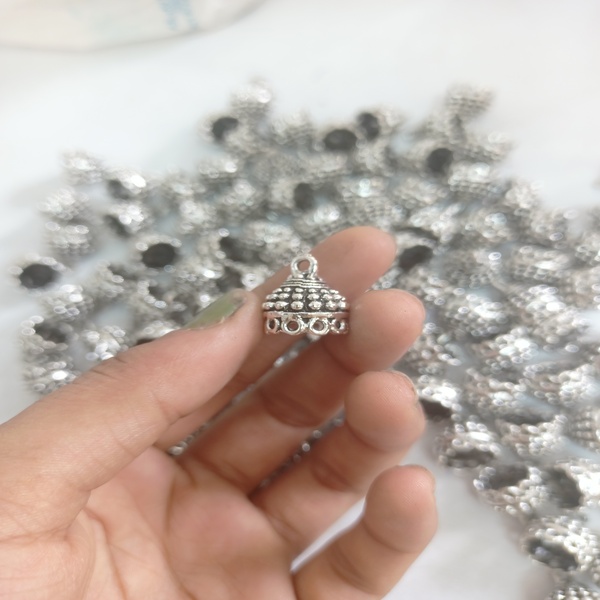 Silver oxidised jhumka 04