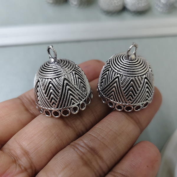 Silver oxidised jhumka 34