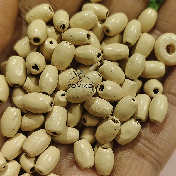 Cream long wooden bead