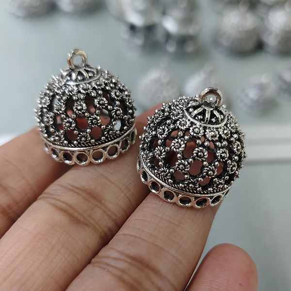 Silver oxidised jhumka 37