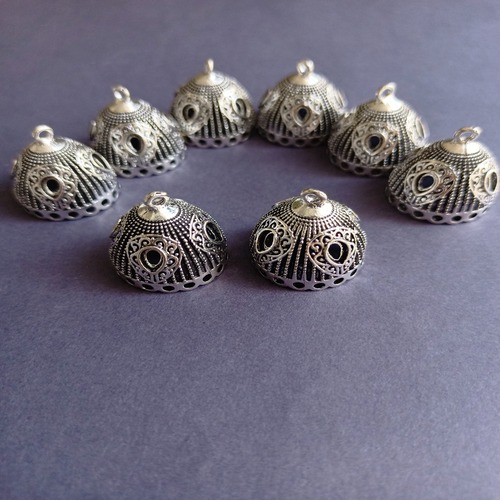 Silver oxidised jhumka 09