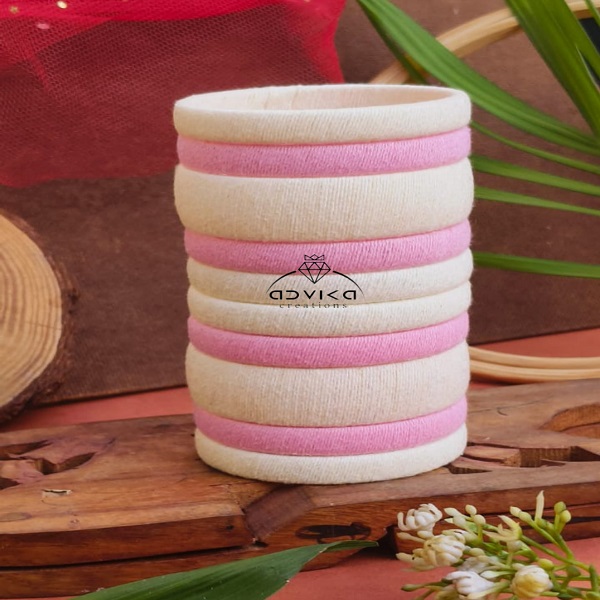 Cotton thread wrapped bangle set 2A