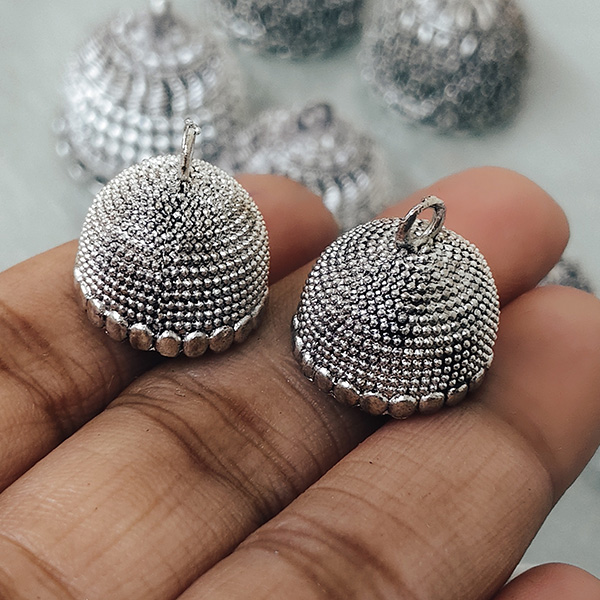 Silver oxidised jhumka 64