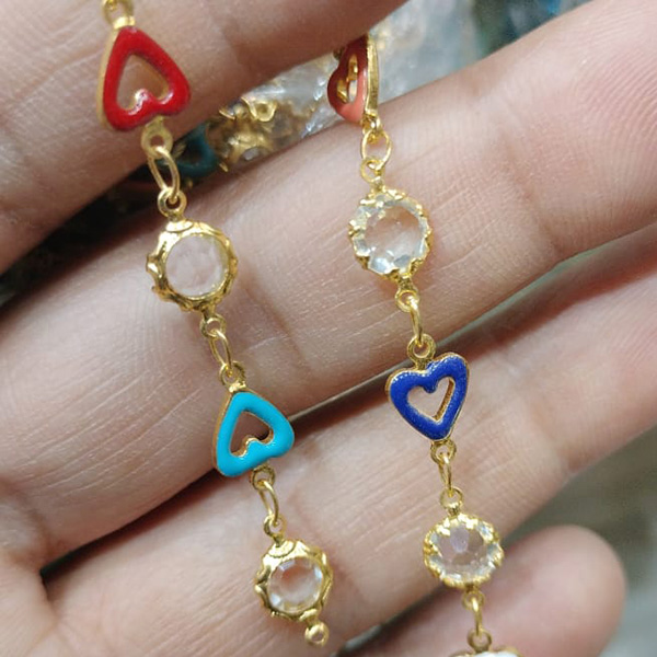 Multicolor Heart Bracelet Chain
