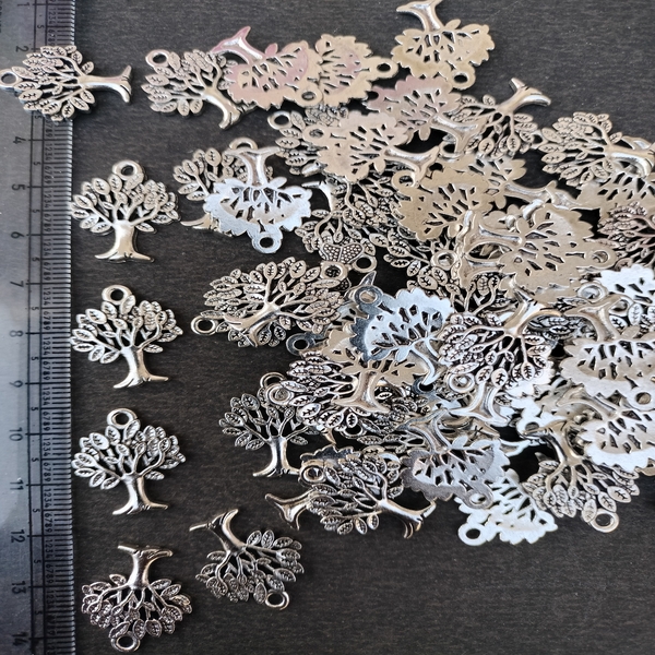 oxidised silver tree pendant charm