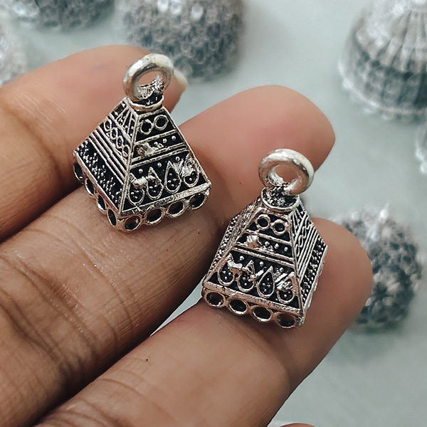 Silver oxidised jhumka 67