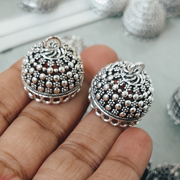 Silver oxidised jhumka 71
