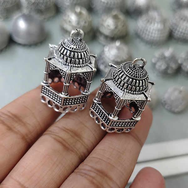 Silver oxidised jhumka 39