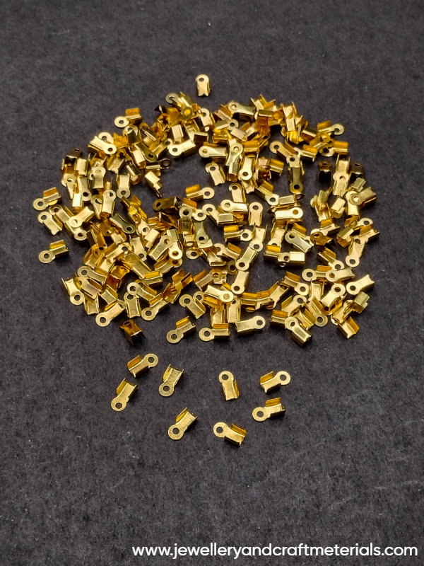 Cord End Crimps Clasps gold small size (10 pieces)
