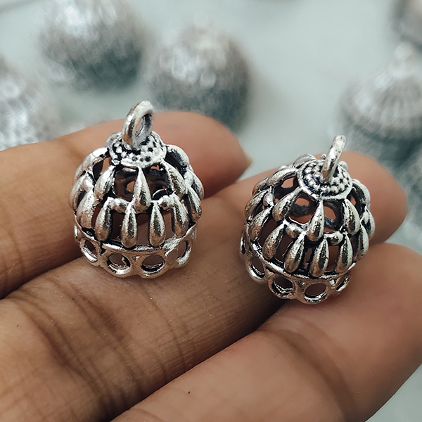 Silver oxidised jhumka 66