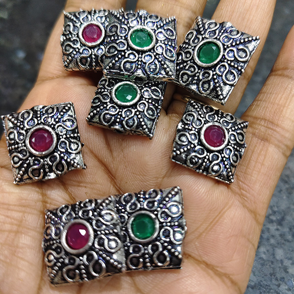 Kundan Square victoria Beads silver