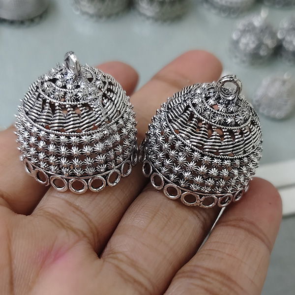Silver oxidised jhumka 42