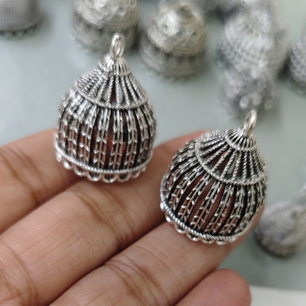 Silver oxidised jhumka 51