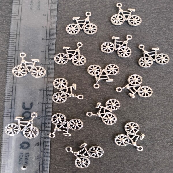 bicycle silver oxidised charm