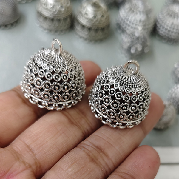 Silver oxidised jhumka 52