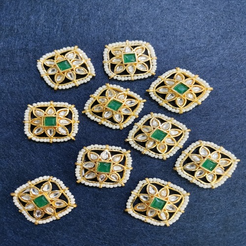 green kundan charm for jewellery making