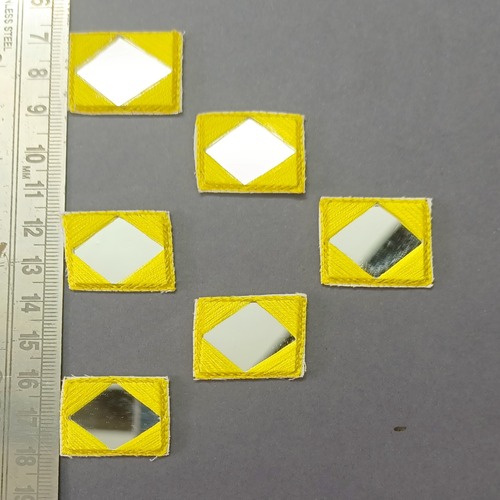 yellow embroidered  square mirror for jewellery making