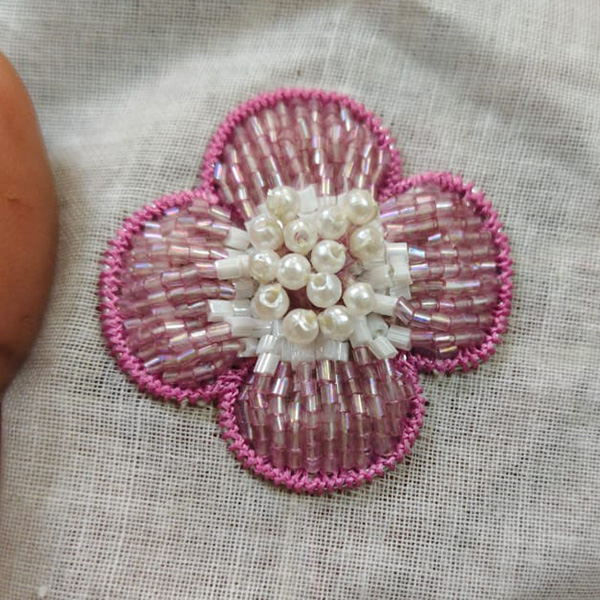 PINK Flower Embroidered Patches 01