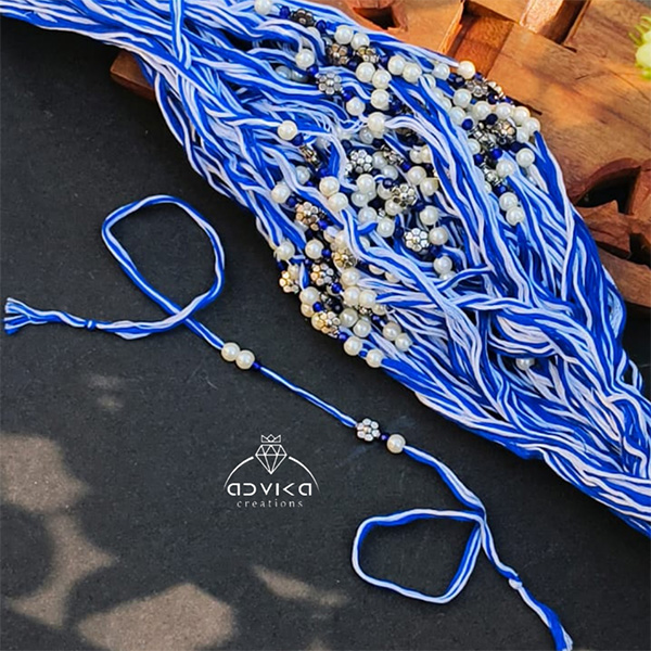 White & Blue Rakhi thread 