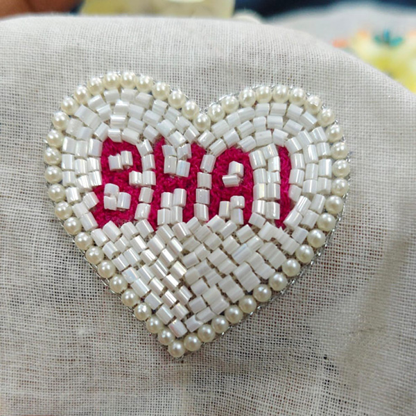 Heart-Shaped “Bhai” Embroidered Patch