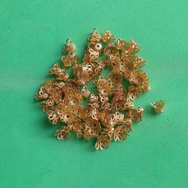 Golden bead cap hanging 