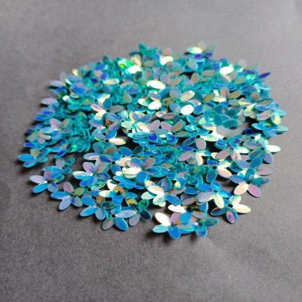 5 Petal Blue Rainbow Sequins