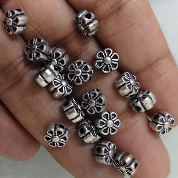 Oxidised Floral Bead 04