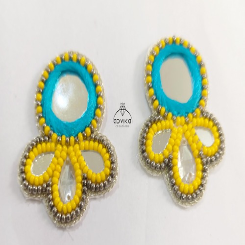 embroidered mirror patch for jewellery making