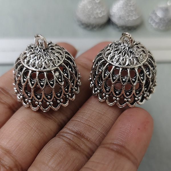 Silver oxidised jhumka 36