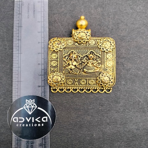 oxidised golden square pendant