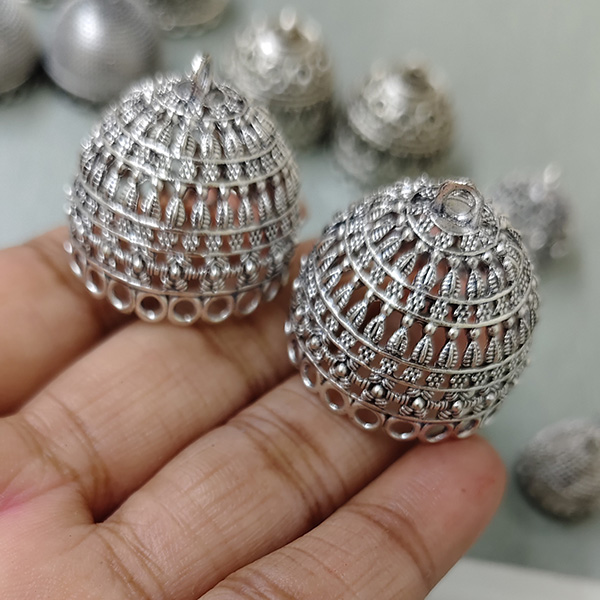 Silver oxidised jhumka 53